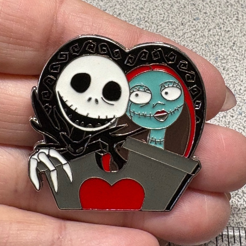 Jack Skellington and Sally Heart-Shaped Enamel Pin